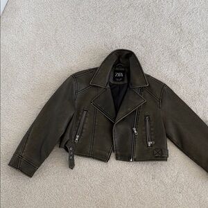 Zara Khaki Moto Jacket